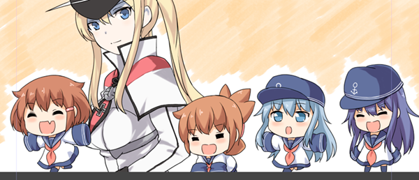 hibiki, inazuma, ikazuchi, akatsuki, and graf zeppelin (kantai collection) drawn by gale_kawaii