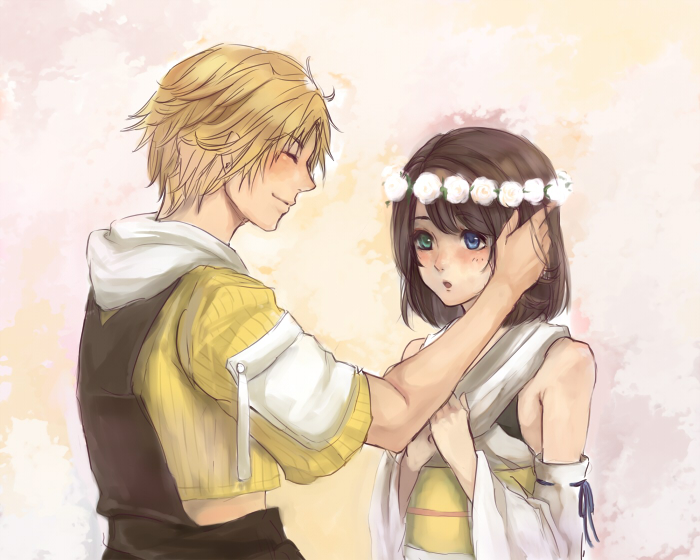 yuna and tidus (final fantasy and 1 more) drawn by habbitrot