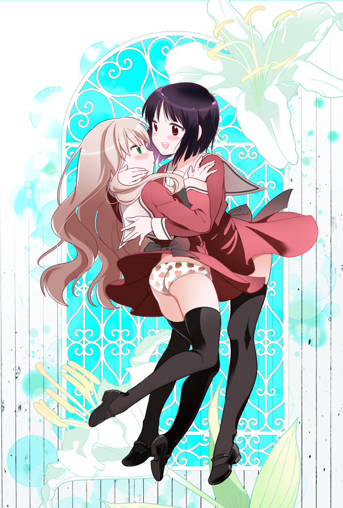 kawamura reo and sawaguchi mai (sono hanabira ni kuchizuke wo) drawn by ofuton_zeb