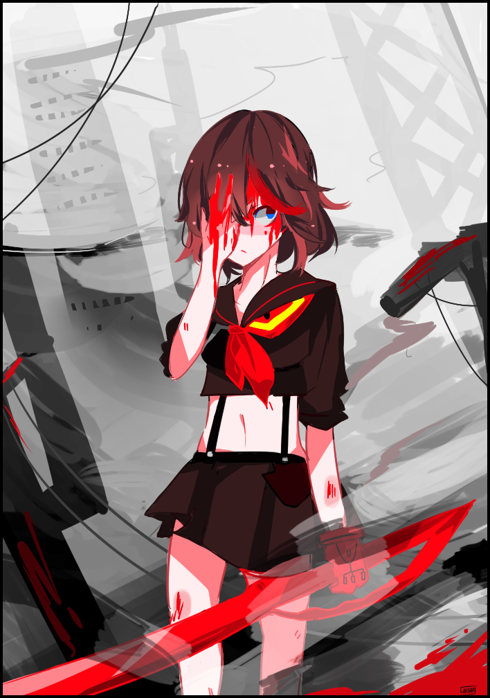 matoi ryuuko and senketsu (kill la kill) drawn by ai-shii_(kasehara-chan)