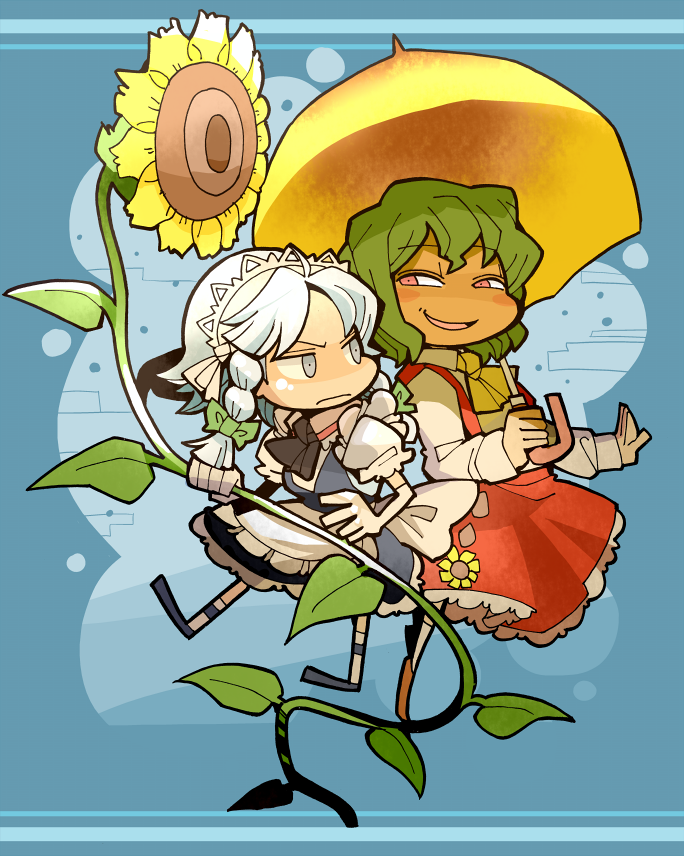 izayoi sakuya and kazami yuuka (touhou) drawn by hounori