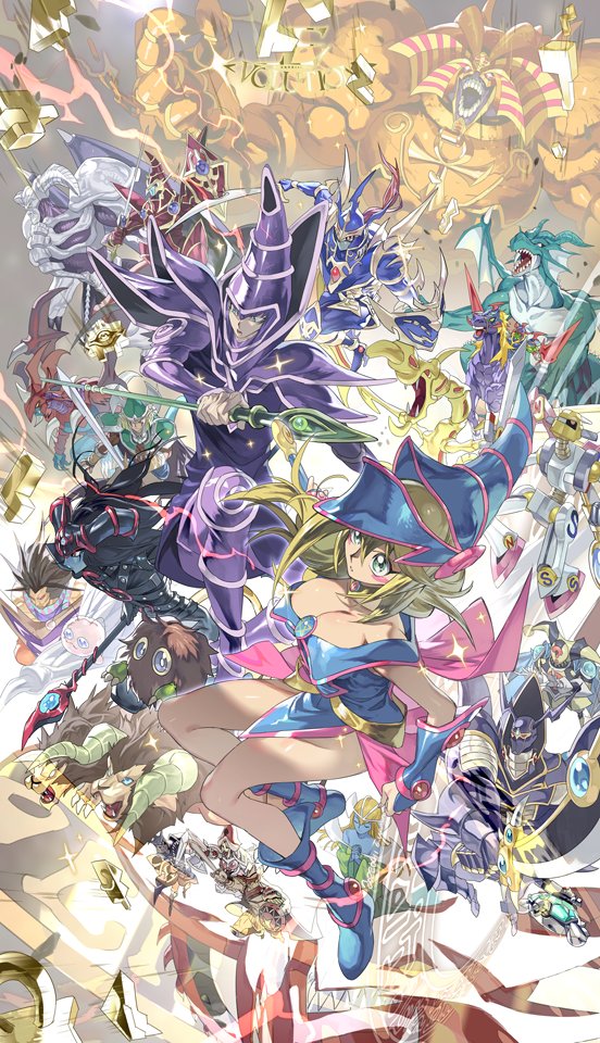 dark magician girl, dark magician, kuriboh, osiris the sky dragon, exodia the forbidden one, and 21 more (yu-gi-oh!) drawn by e_volution