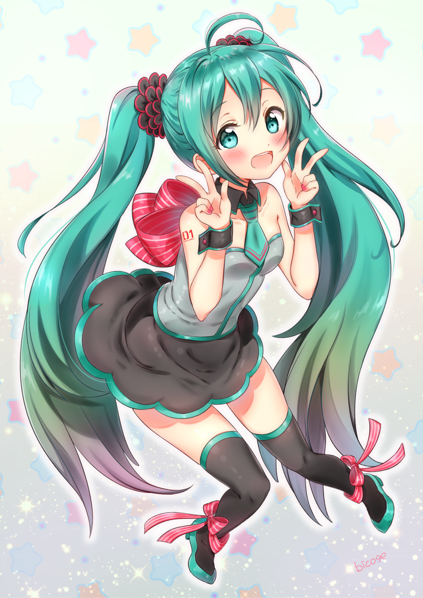 hatsune miku (vocaloid) drawn by bico_(bicoris)
