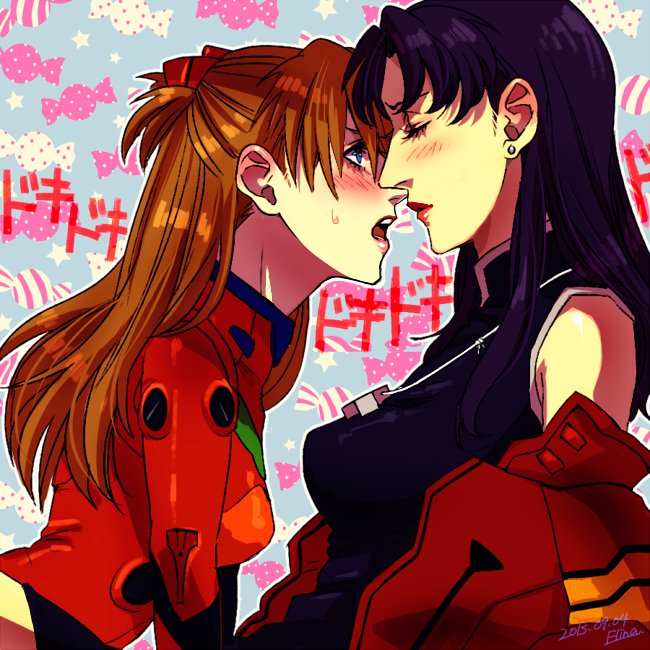 souryuu asuka langley and katsuragi misato (neon genesis evangelion) drawn by elina_kuroe_no_daarin