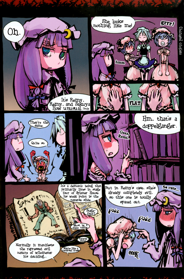 remilia scarlet, izayoi sakuya, patchouli knowledge, and rick (touhou and 1 more) drawn by genocide_kitten
