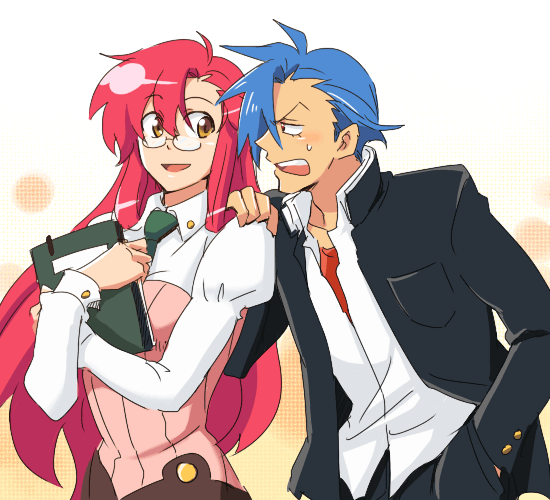 yoko littner, kamina, and yomako (tengen toppa gurren lagann) drawn by rikko_(peso)