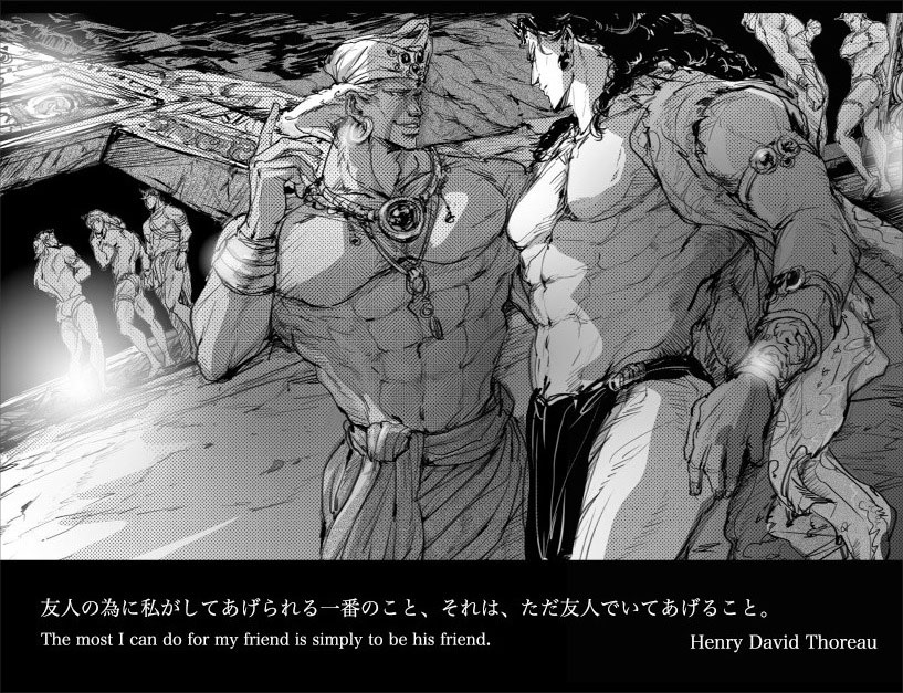 kars and esidisi (jojo no kimyou na bouken and 1 more) drawn by m-goro
