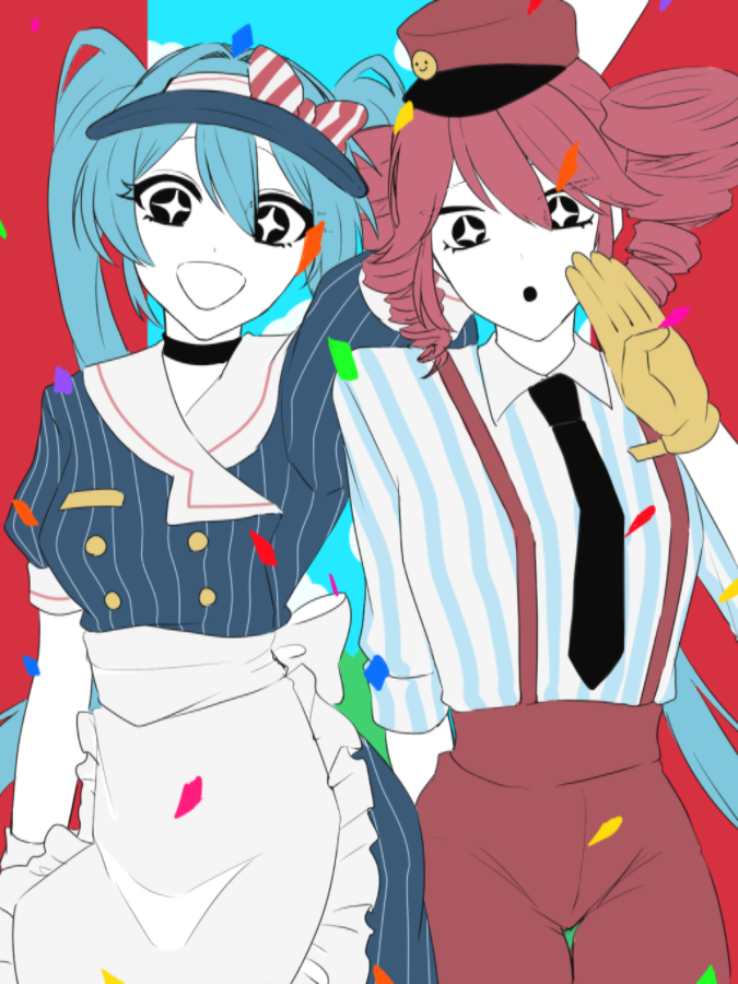 hatsune miku and kasane teto (vocaloid and 2 more) drawn by yasiro_hayate