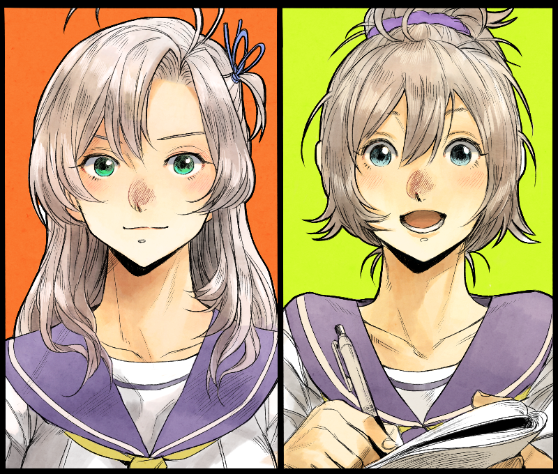 aoba, kinugasa, and kinugasa kai ni (kantai collection) drawn by hiro_(chumo)
