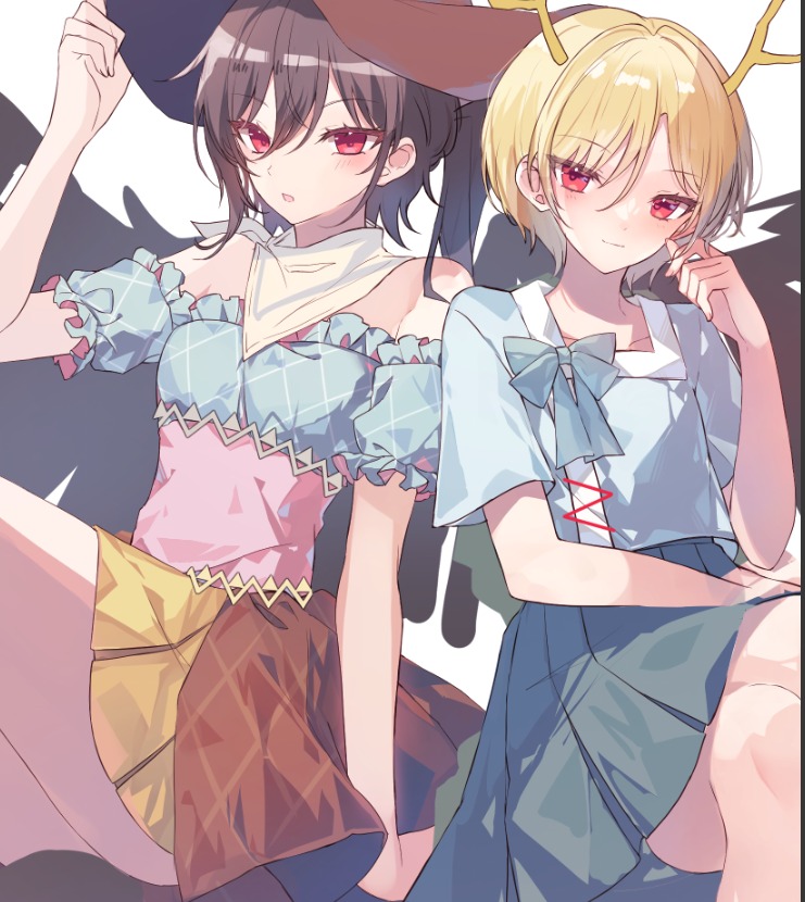 kicchou yachie and kurokoma saki (touhou) drawn by hamonika_monika