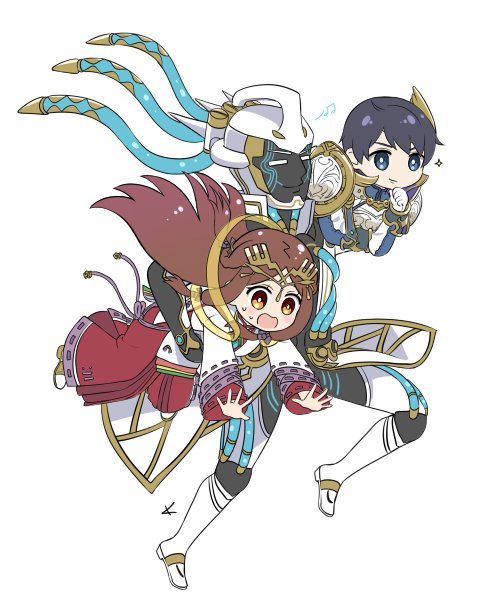 fan la norne, hugo ardanach, and aegaeon (xenoblade chronicles and 2 more) drawn by taromarun
