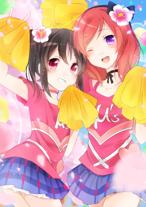nishikino maki and yazawa nico (love live! and 1 more) drawn by puzsan