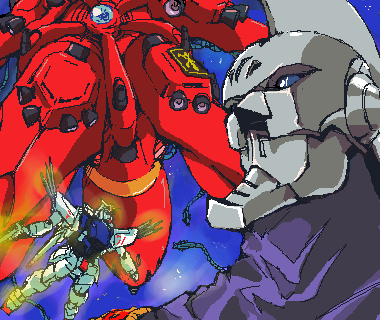 f91 gundam, carozzo ronah, and rafflesia (gundam and 1 more) drawn by kamisimo_90