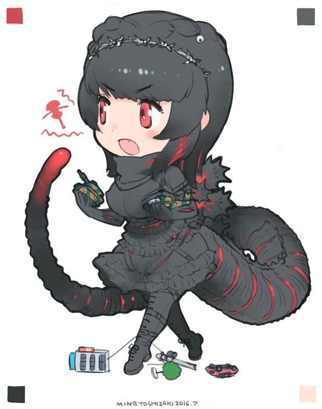 godzilla (kemono friends and 2 more) drawn by yoshizaki_mine