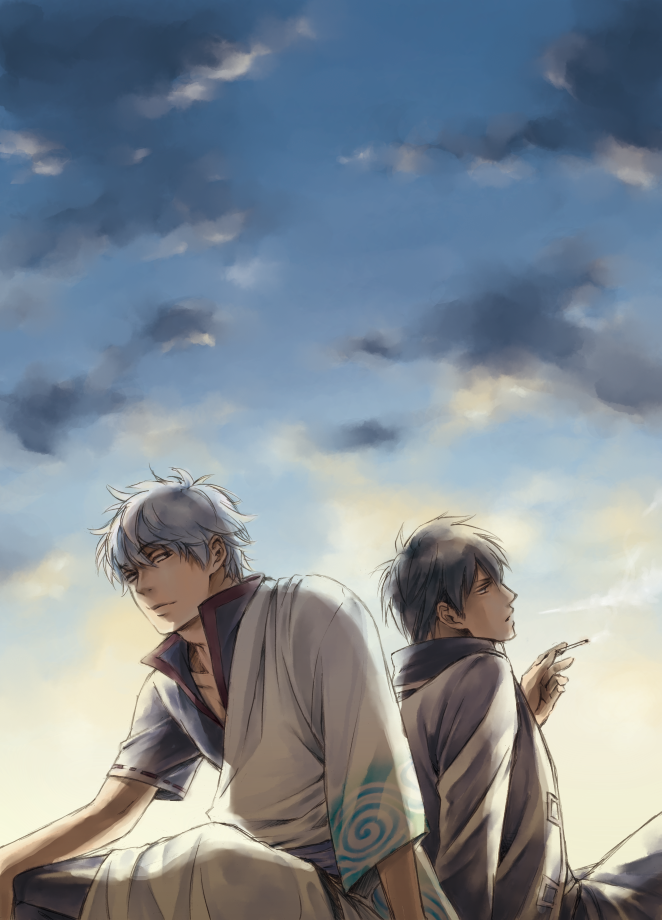 sakata gintoki and hijikata toushirou (gintama) drawn by violetcoral