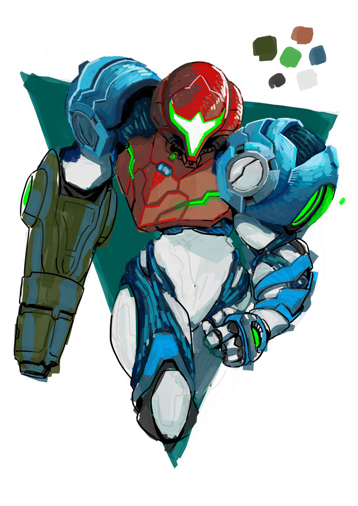 samus aran (metroid and 1 more) drawn by irakusa_(norogenjou)