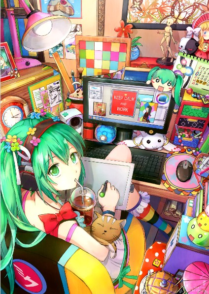 hatsune miku, kyubey, monokuma, and hachune miku (vocaloid and 2 more) drawn by mimi_n