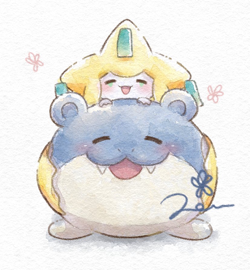 jirachi and spheal (pokemon) drawn by zenu_(zinc_pokemon)