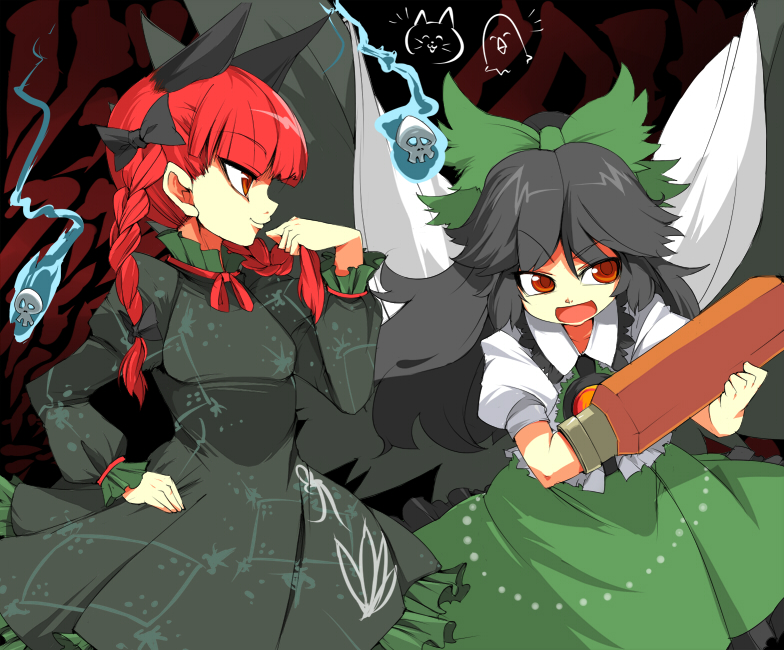 kaenbyou rin and reiuji utsuho (touhou) drawn by ario
