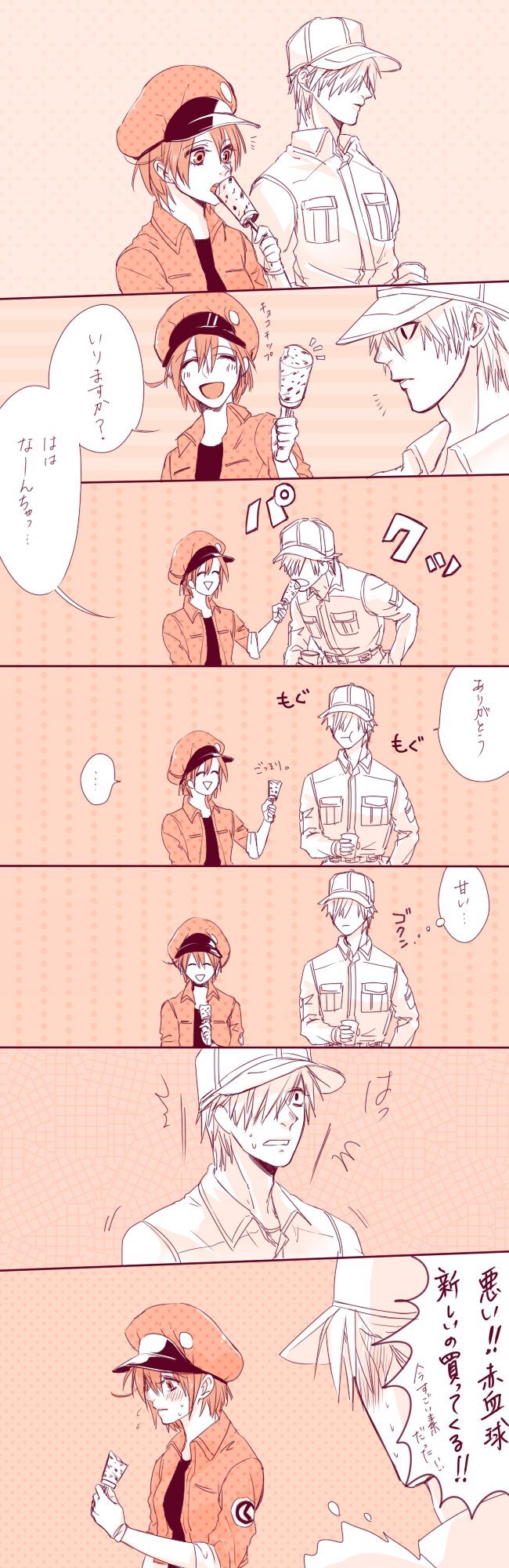 white blood cell, red blood cell, ae-3803, and u-1146 (hataraku saibou) drawn by bou_(maimoca501)