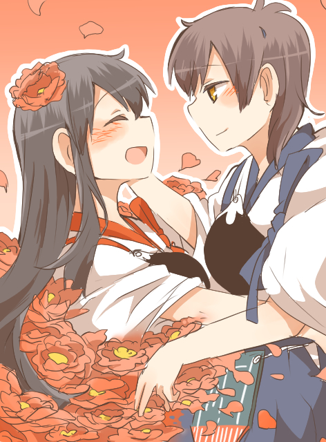 kaga and akagi (kantai collection) drawn by rebecca_(keinelove)