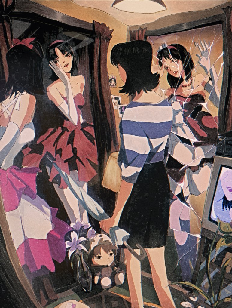 iwakura lain and kirigoe mima (serial experiments lain and 1 more) drawn by jojidoboro