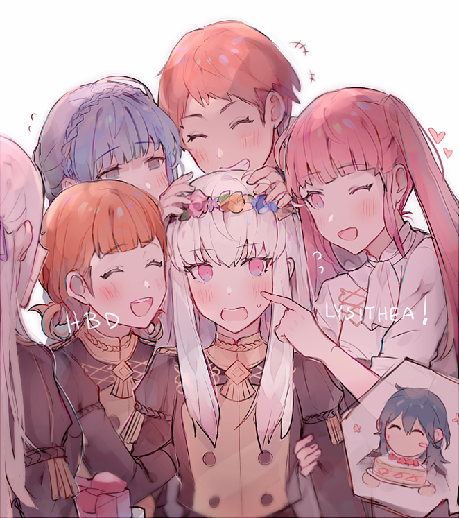 female byleth, edelgard von hresvelg, hilda valentine goneril, lysithea von ordelia, marianne von edmund, and 2 more (fire emblem and 1 more) drawn by kvlen