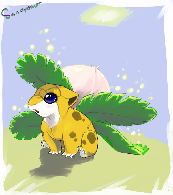 ivysaur and sandshrew (pokemon) drawn by guroicandy
