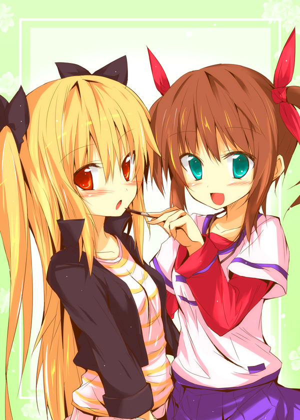 fate testarossa and takamachi nanoha (lyrical nanoha and 3 more) drawn by huei_nazuki