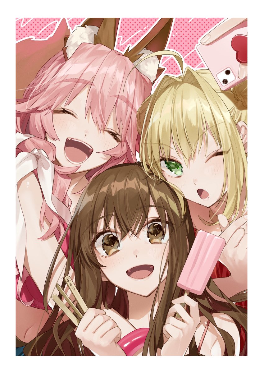 tamamo, nero claudius, tamamo no mae, and kishinami hakuno (fate and 6 more) drawn by hino_hinako