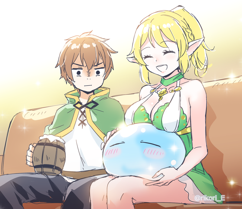 satou kazuma and rimuru tempest (kono subarashii sekai ni shukufuku wo! and 1 more) drawn by mizuki_riko