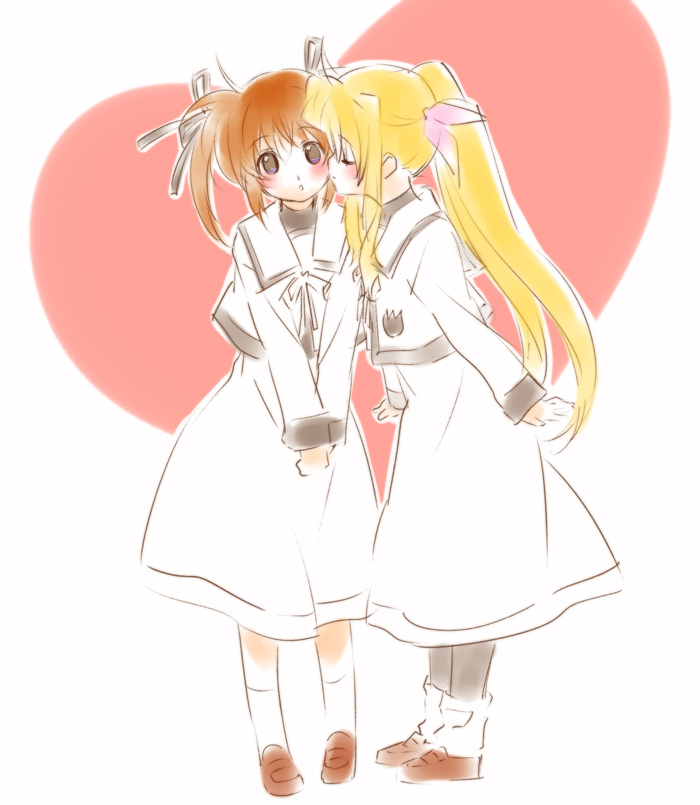 fate testarossa and takamachi nanoha (lyrical nanoha and 1 more) drawn by tokoharu