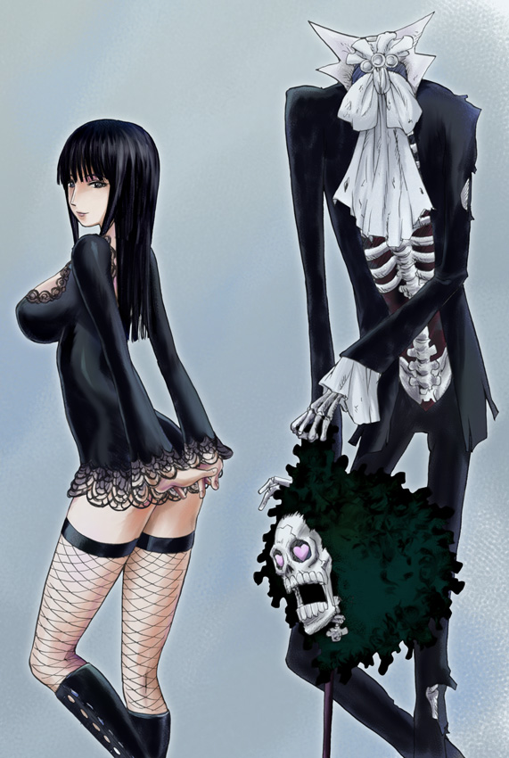nico robin and brook (one piece) drawn by kon-kit