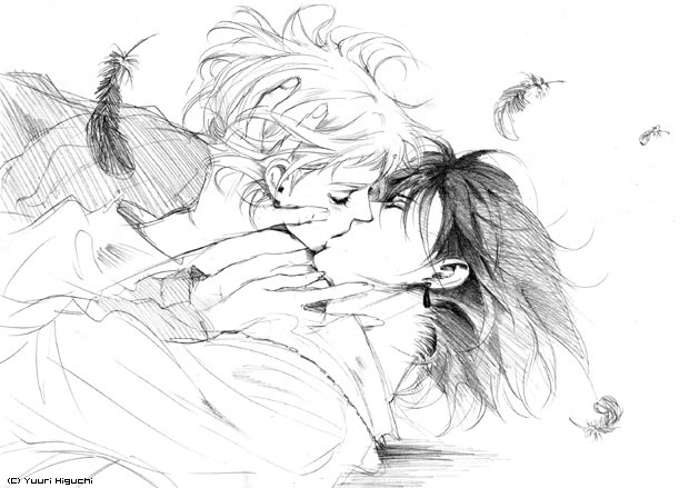 howl pendragon and sophie hatter (howl no ugoku shiro) drawn by higuchi_yuuri