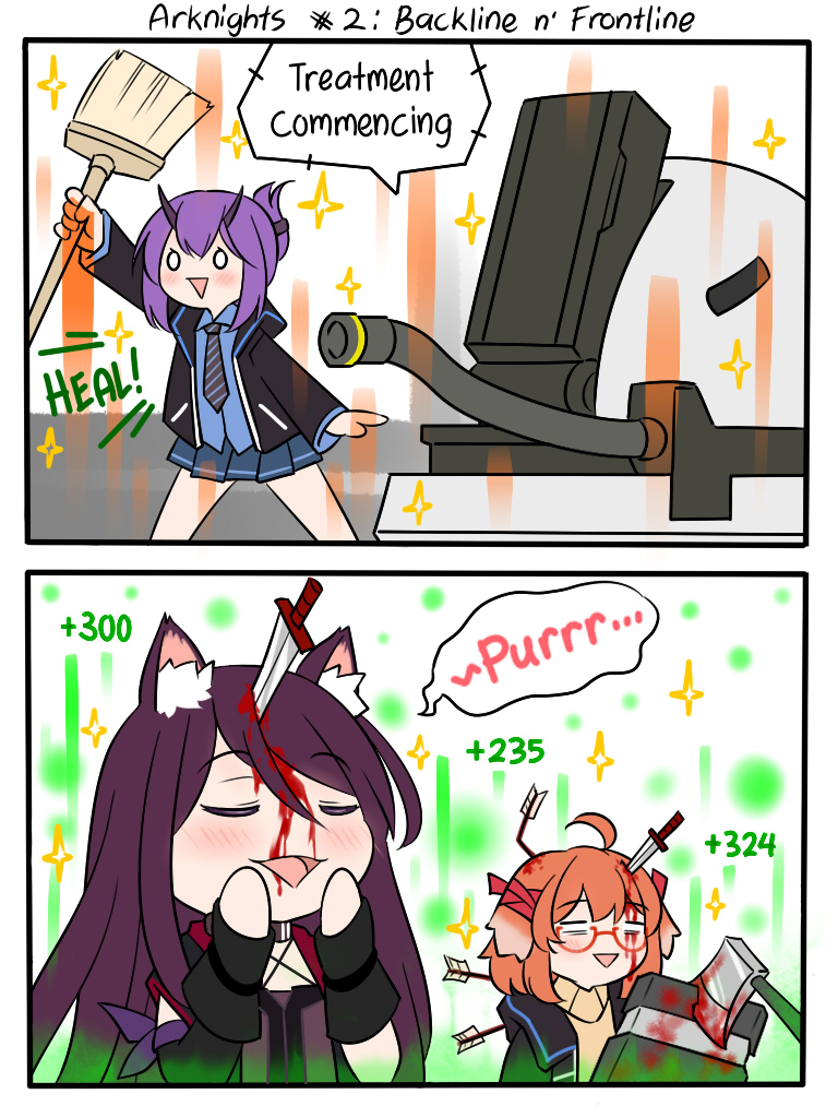hibiscus, melantha, beagle, and lancet-2 (arknights) drawn by guin_guin