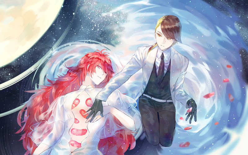 padparadscha and rutile (houseki no kuni) drawn by toruglose