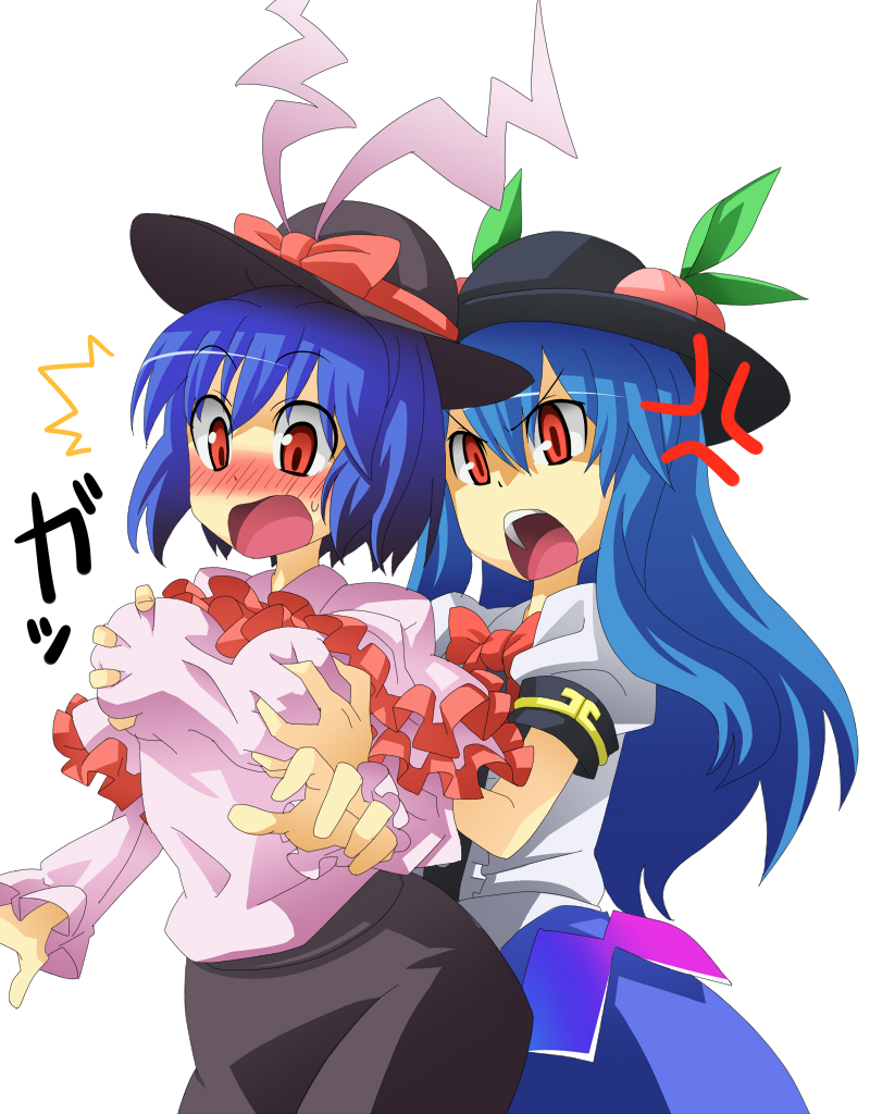 hinanawi tenshi and nagae iku (touhou) drawn by squemezzo
