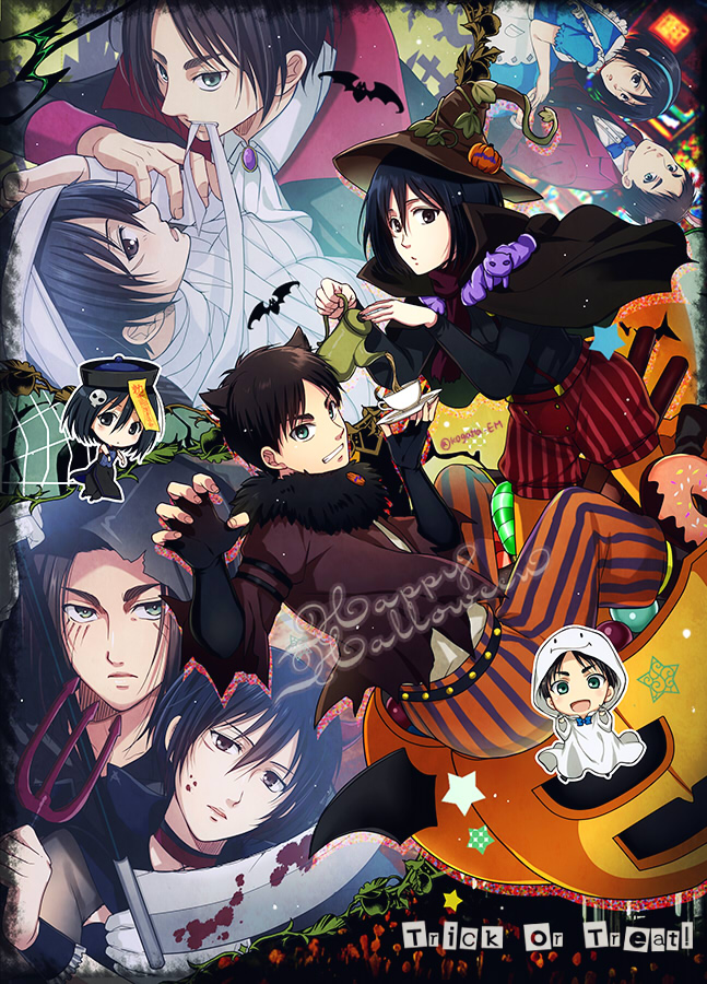 mikasa ackerman, eren yeager, death, and grim reaper (shingeki no kyojin) drawn by kogatta_em