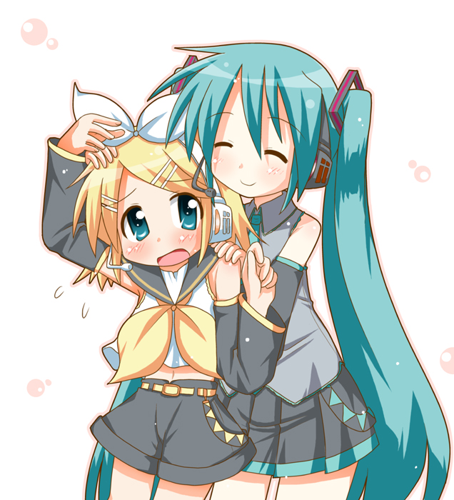 hatsune miku and kagamine rin (vocaloid) drawn by minami_(colorful_palette)