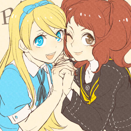 alice, kujikawa rise, and kuma (persona and 2 more) drawn by skllp