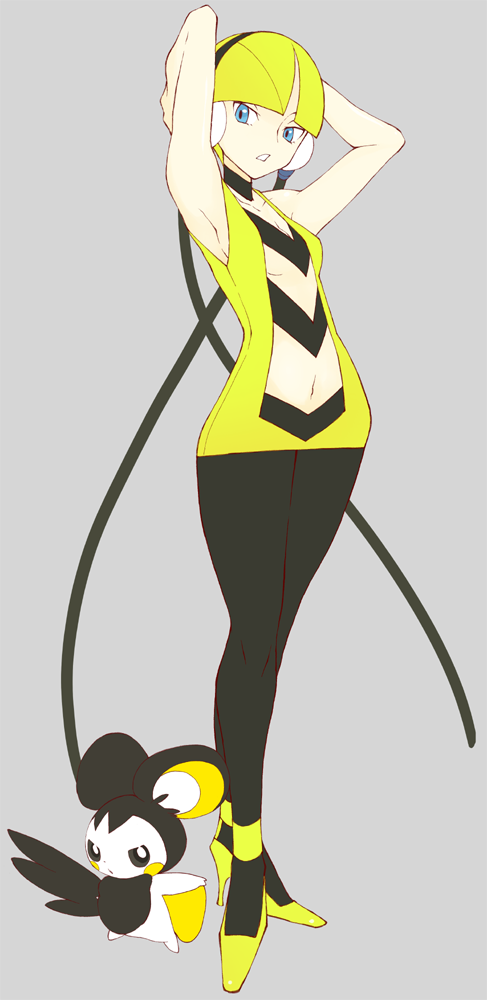 elesa and emolga (pokemon and 1 more) drawn by shigino_sohuzi