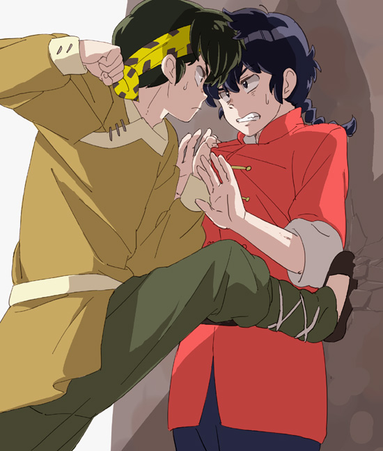 saotome ranma and hibiki ryouga (ranma 1/2) drawn by mito_tomiko
