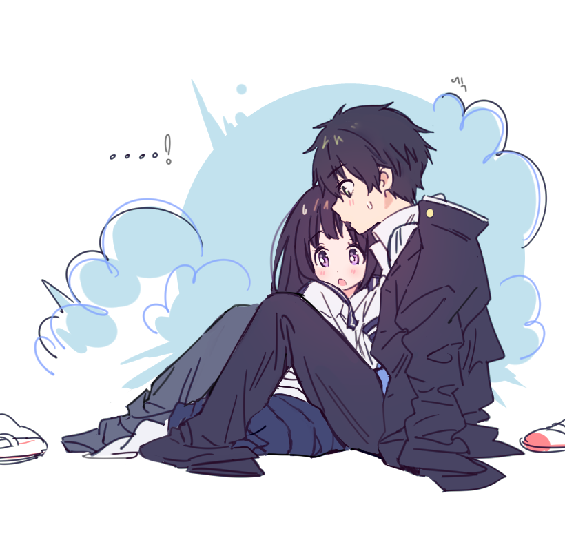 chitanda eru and oreki houtarou (hyouka) drawn by mery_(yangmalgage)