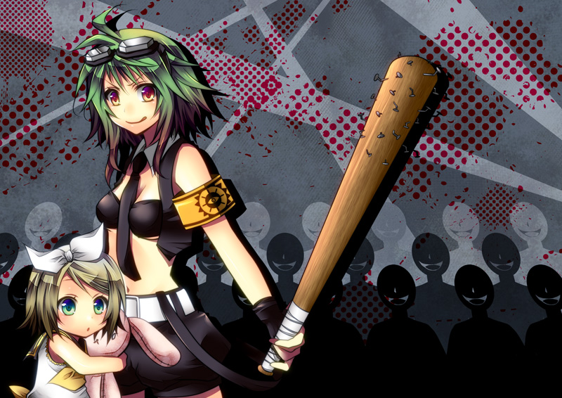 kagamine rin and gumi (vocaloid and 1 more) drawn by shiomizu_(swat)