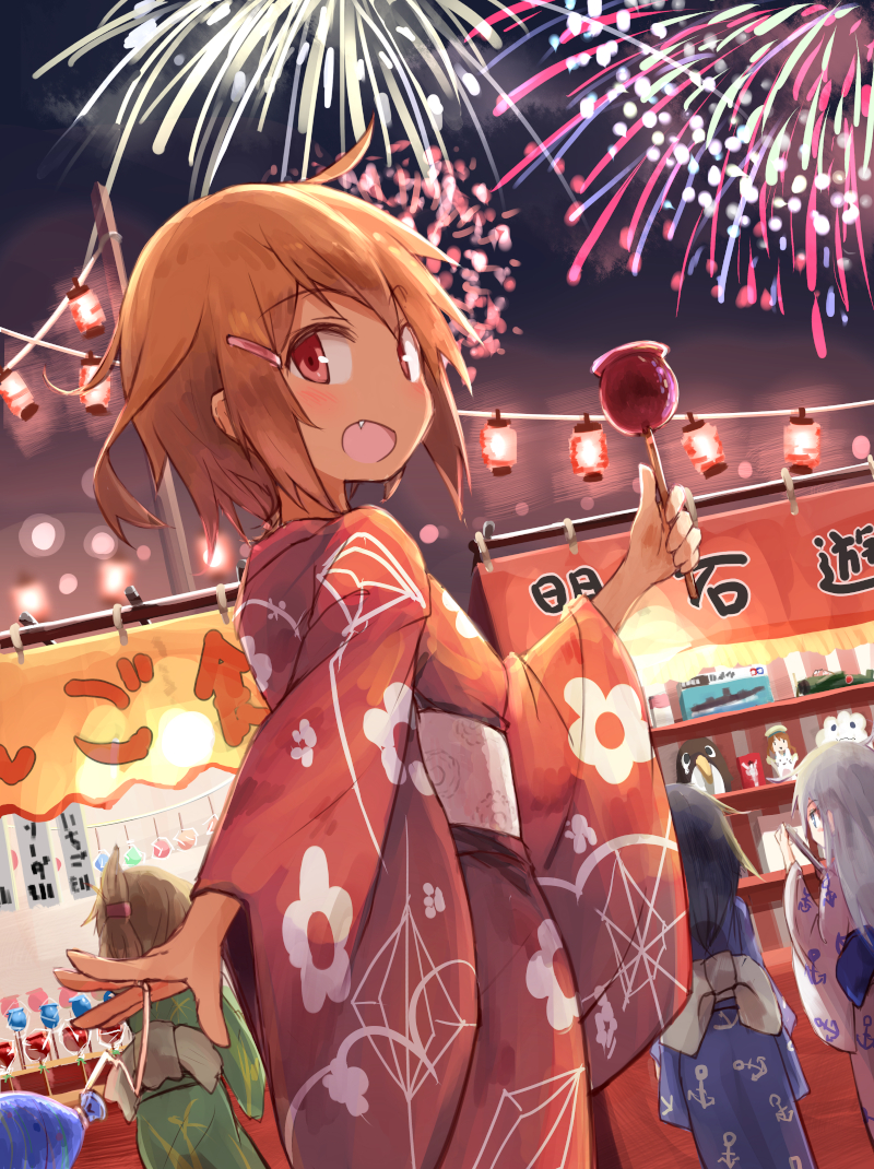 hibiki, inazuma, ikazuchi, akatsuki, failure penguin, and 3 more (kantai collection) drawn by beize_(garbage)