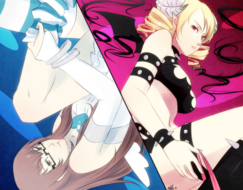 catherine and katherine mcbride (panty & stocking with garterbelt and 1 more) drawn by hanpetos