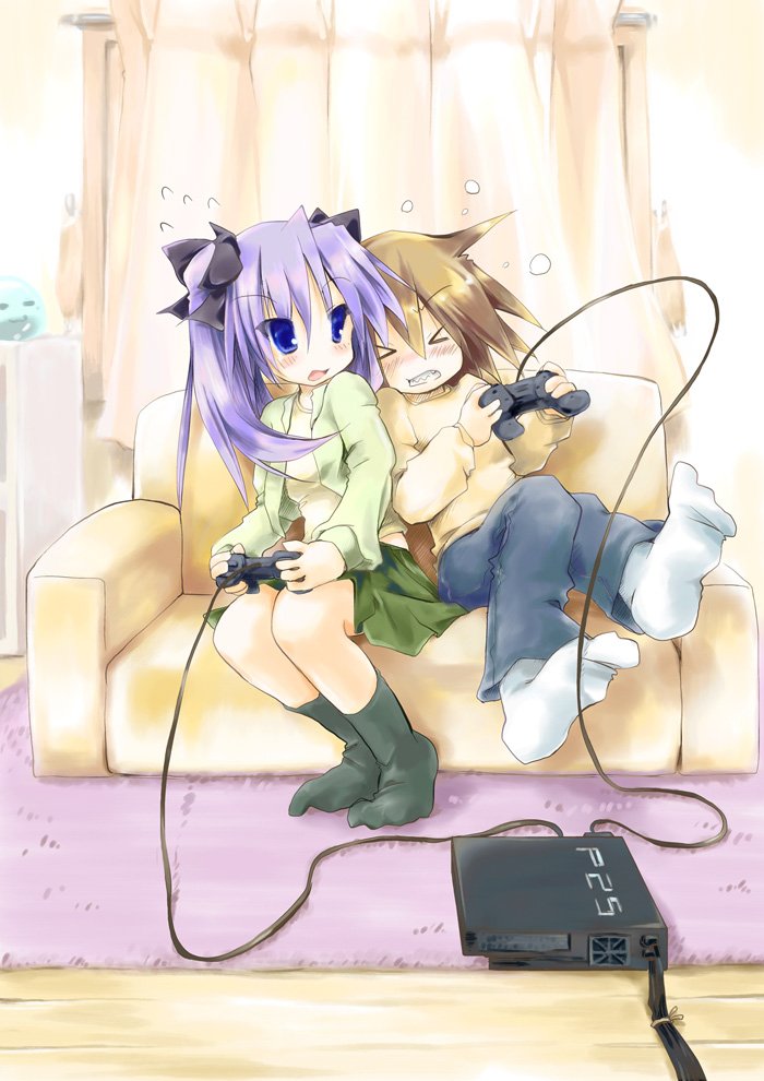 hiiragi kagami and kusakabe misao (lucky star) drawn by sakanaya_nakasa