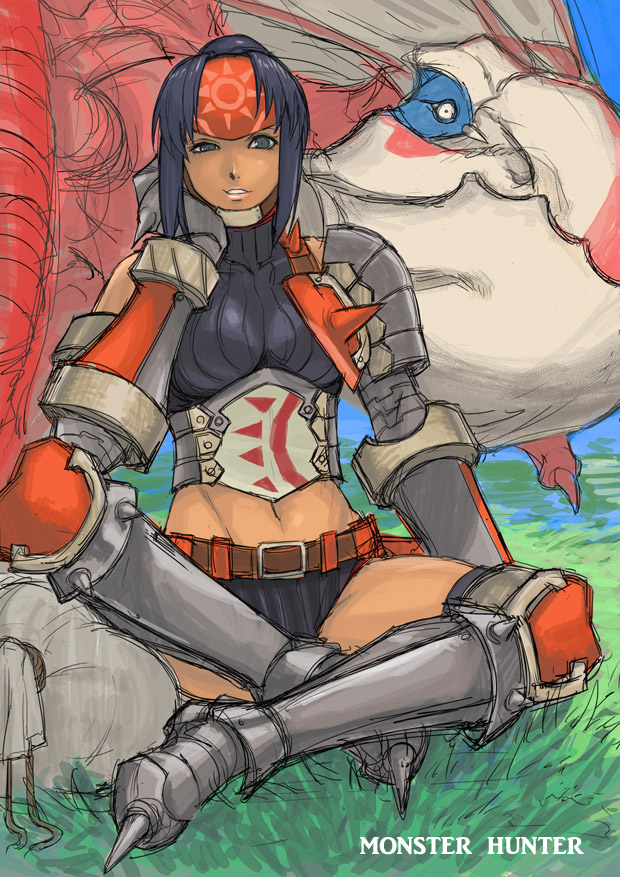 monster hunter and yian kut-ku (monster hunter) drawn by tetsu_(kimuchi)