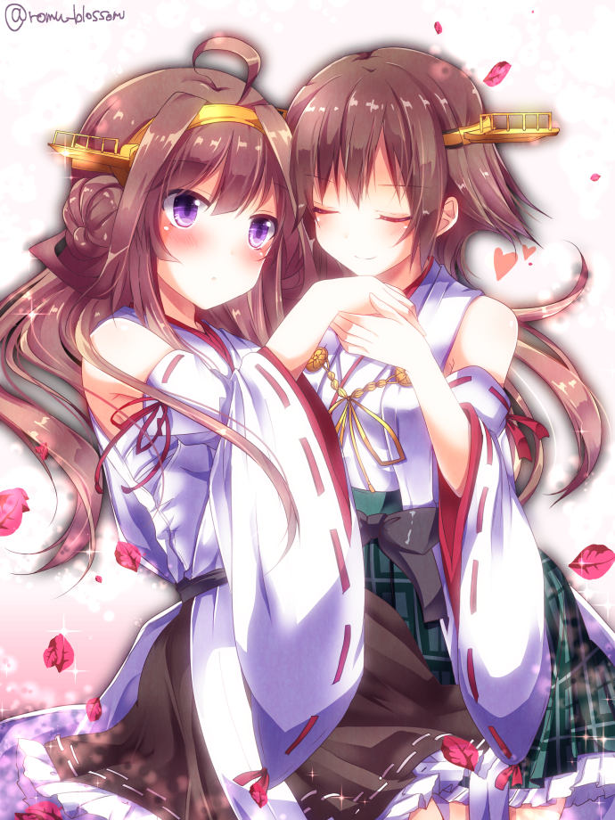 kongou, hiei, kongou kai ni, and hiei kai ni (kantai collection) drawn by sakura_romu