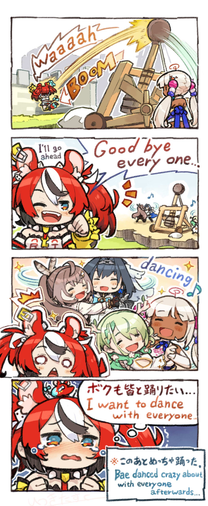 ouro kronii, nanashi mumei, hakos baelz, ceres fauna, tsukumo sana, and 1 more (hololive and 2 more) drawn by itsuki_tasuku